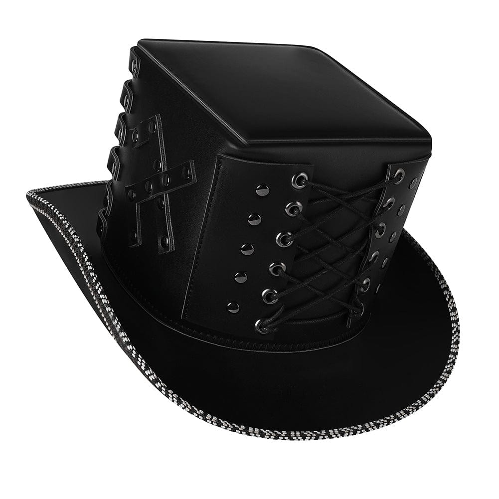 Kobine Men's Steampunk Nailed Faux Leather Hat