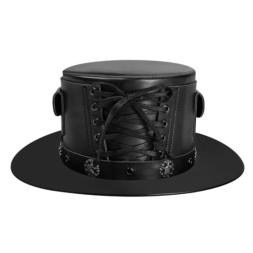 Kobine Men's Steampunk Strappy Badge Hat