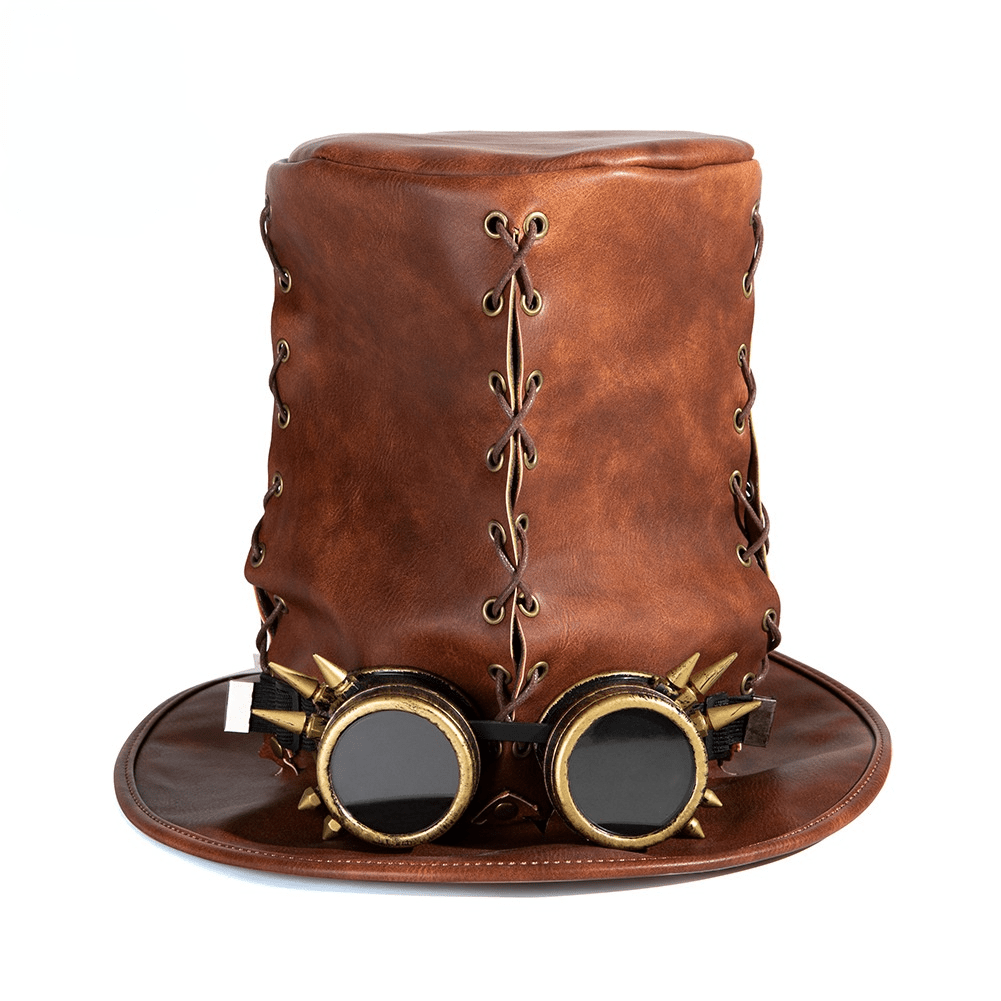 Kobine Men's Steampunk Sutural High Hat with Glasses