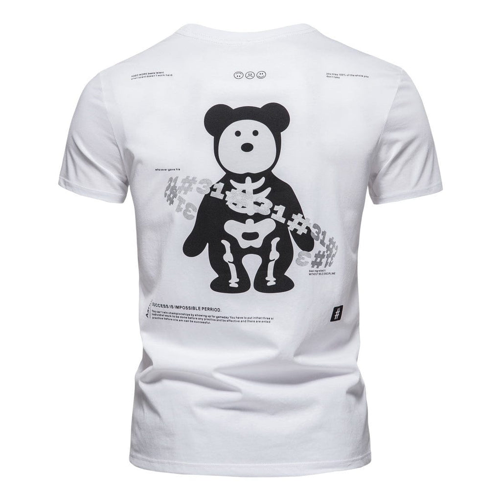 Kobine Men's Street Fashion Bear Slim Fitted Short Sleeved T-shirt