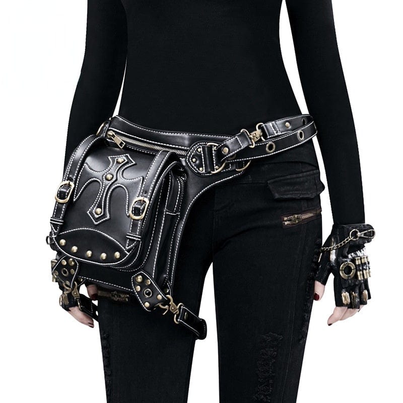 Kobine Steampunk Cross Buckles Multi-Purpose Bag