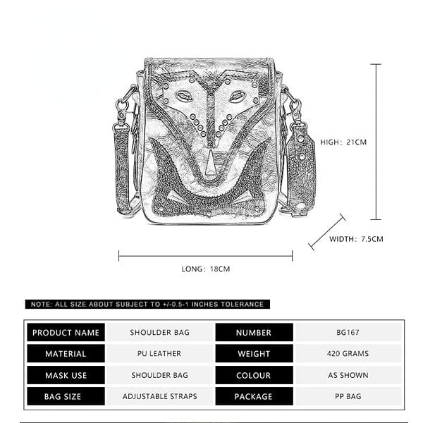 Kobine Unisex Steampunk Evil Eyes Rivets Mini Bag