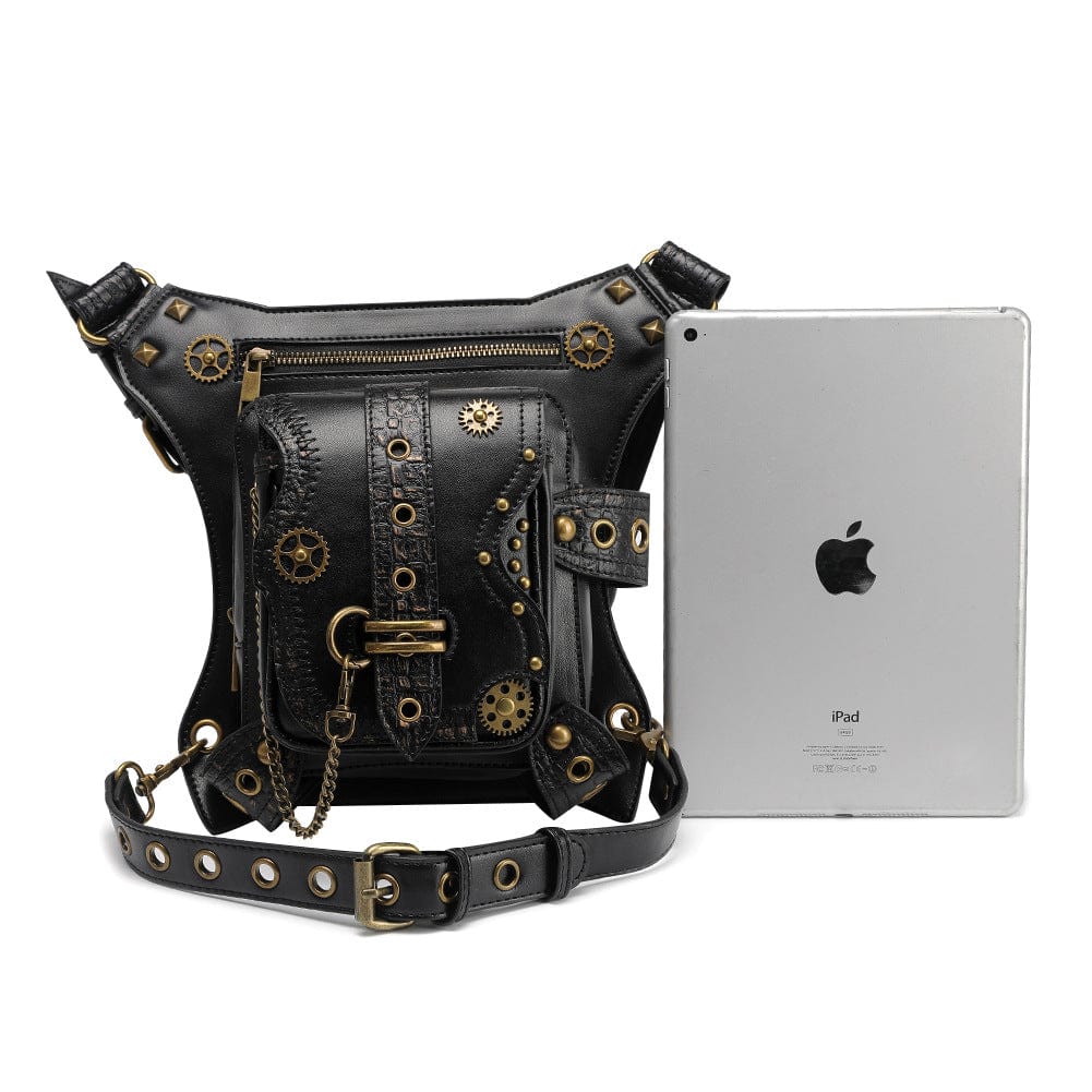 Kobine Unisex Steampunk Gears Nailed Waist Bag