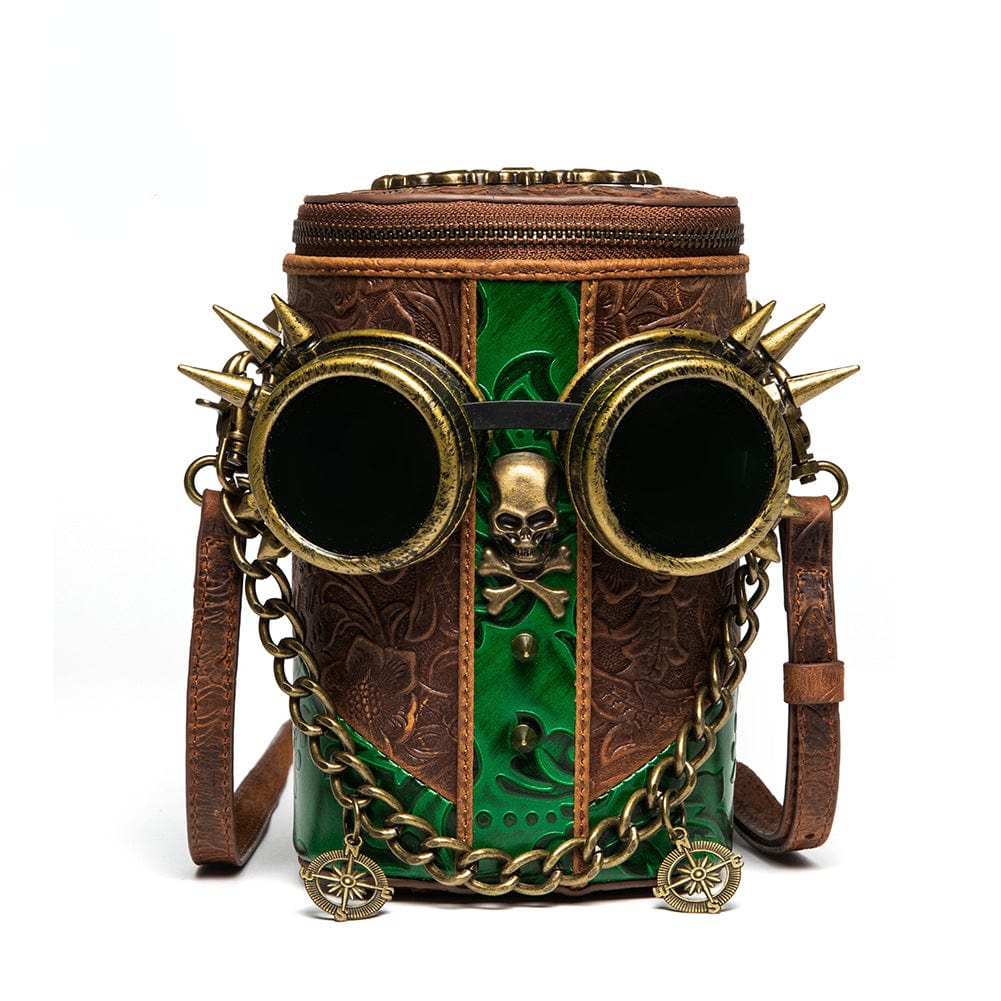 Kobine Unisex Steampunk Goggles Skull Bucket Bag