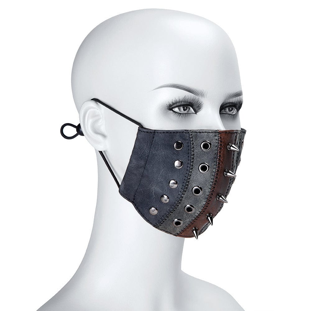Kobine Unisex Steampunk Rivets Eyelets Stitch Mask