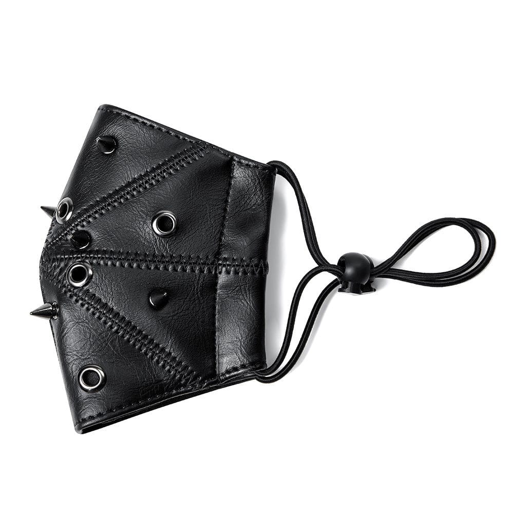 Kobine Unisex Steampunk Spikey Stitch Faux Leather Mask