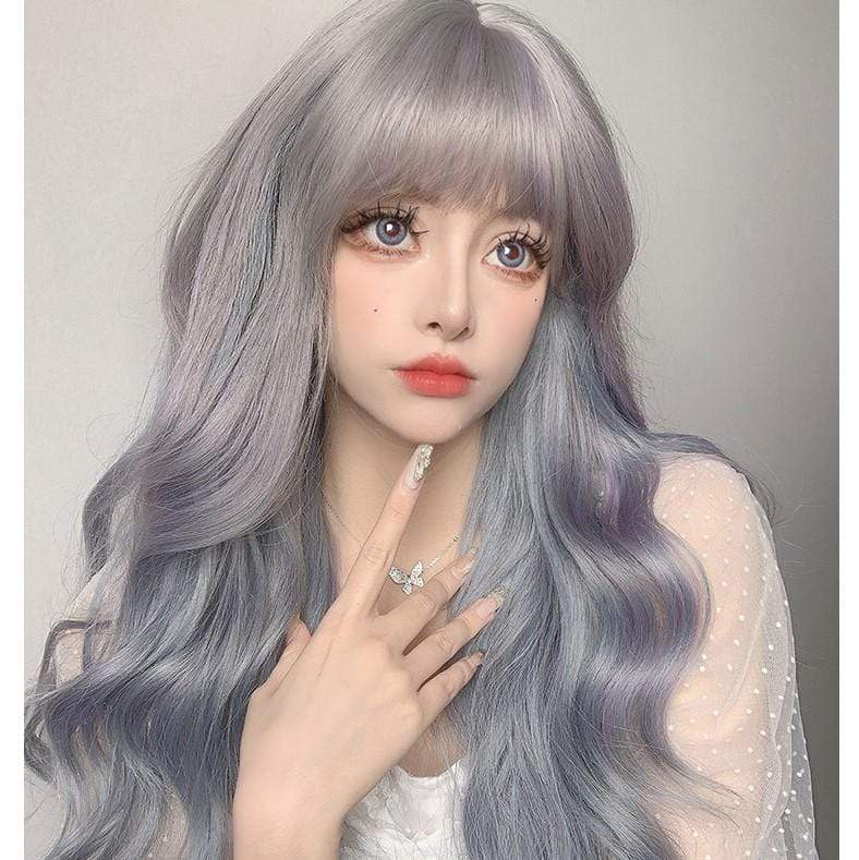 Kobine Women's Color Gradient Big Curly Synthetic Hair Wig