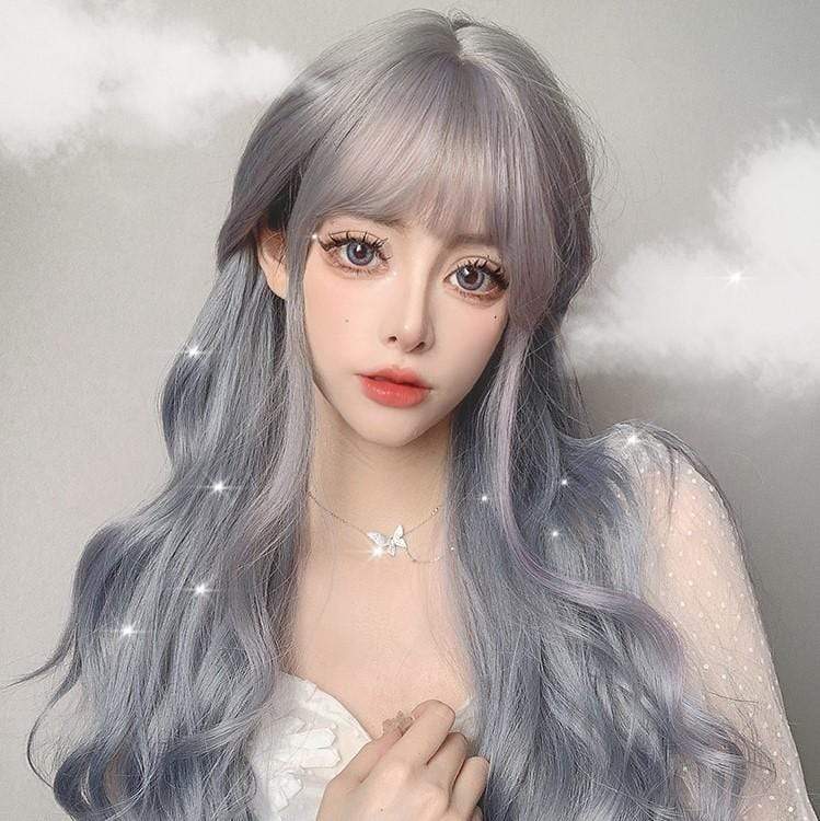 Kobine Women's Color Gradient Big Curly Synthetic Hair Wig