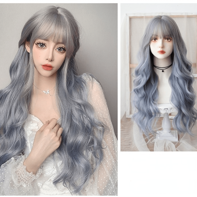 Kobine Women's Color Gradient Big Curly Synthetic Hair Wig