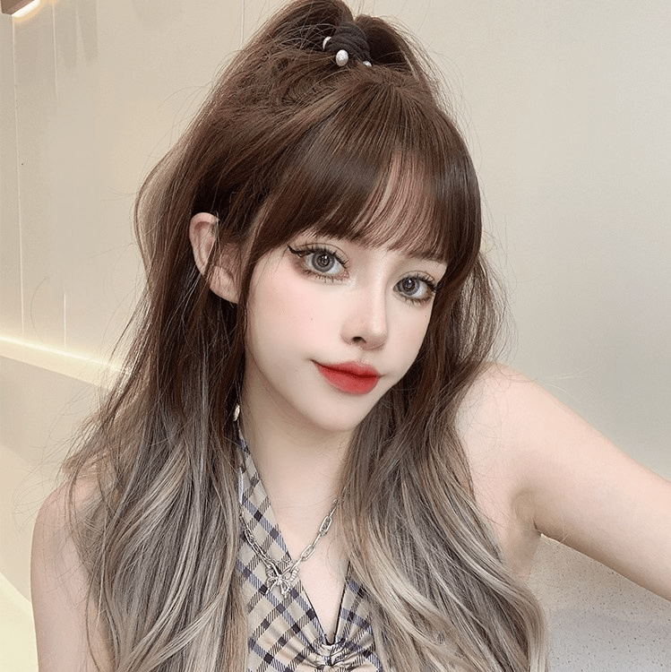 Kobine Women's Color Gradient Deep Wave Synthetics Hair Wig