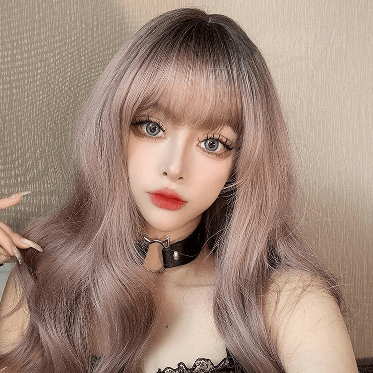 Kobine Women's Color Gradient Ripple Synthetic Hair Wig