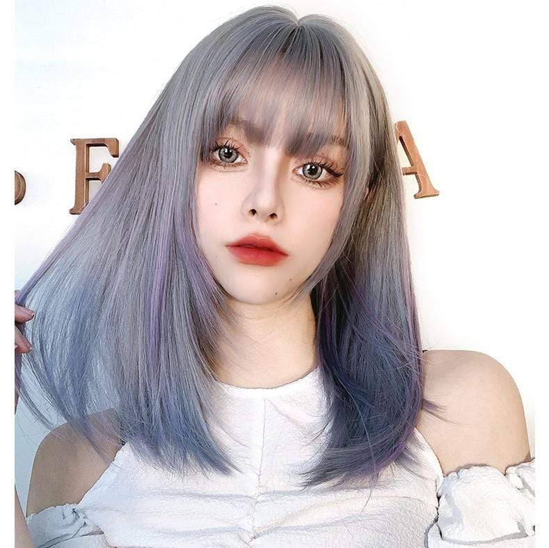 Kobine Women's Color Gradient Ripple Synthetic Hair Wig