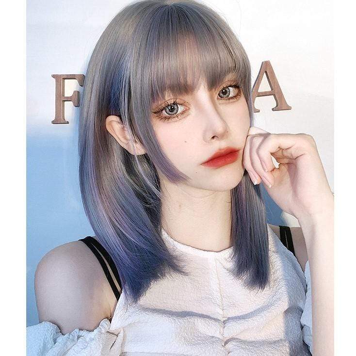 Kobine Women's Color Gradient Ripple Synthetic Hair Wig