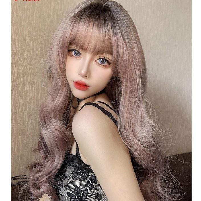 Kobine Women's Color Gradient Ripple Synthetic Hair Wig