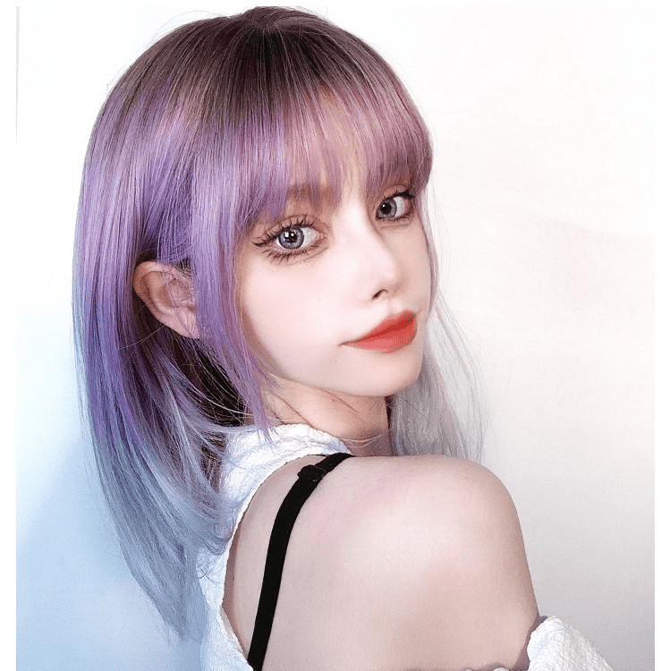 Kobine Women's Color Gradient Short Synthetic Hair Wig