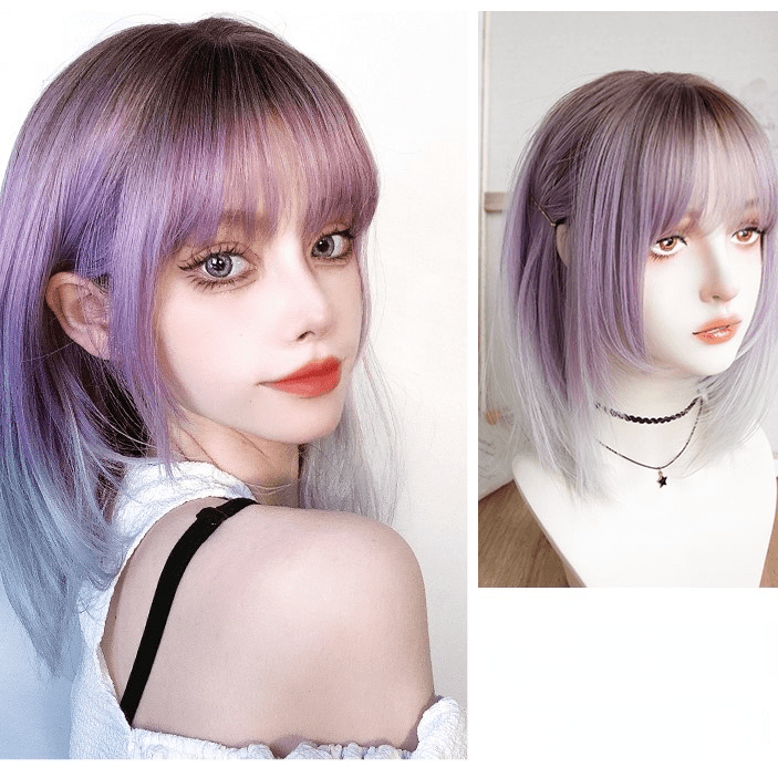 Kobine Women's Color Gradient Short Synthetic Hair Wig