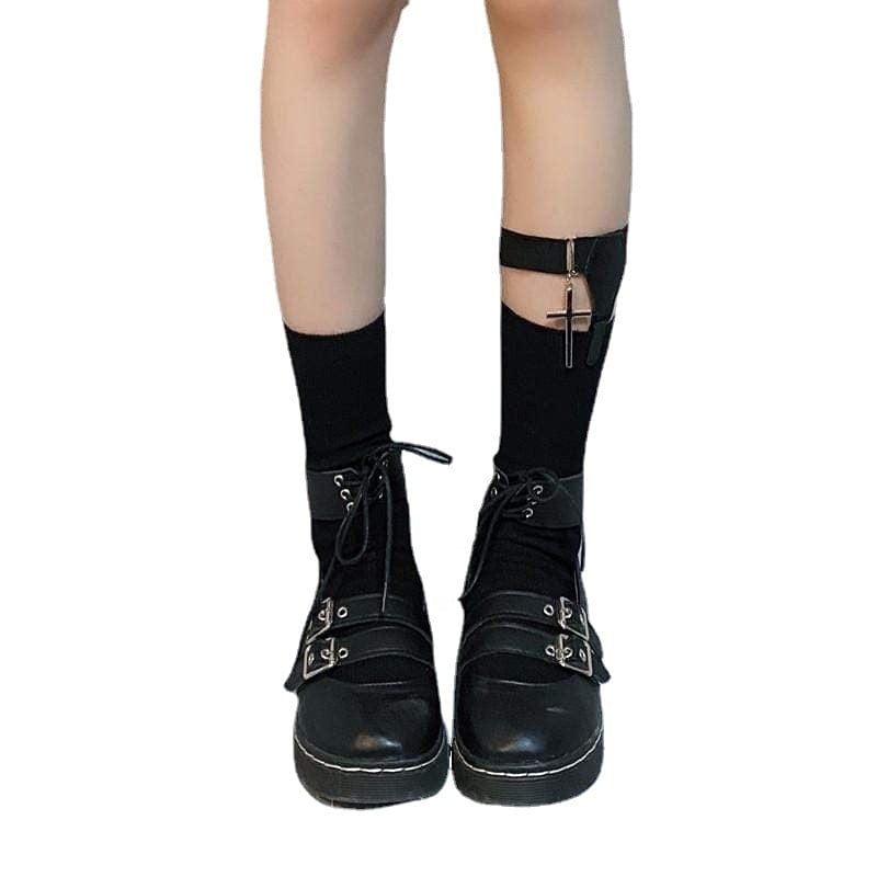 KOBINE Women's Cross Pandent Socks With Garter