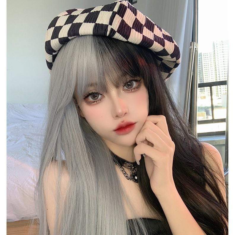 Kobine Women's Double Color Straight Long Synthetics Hair Wig