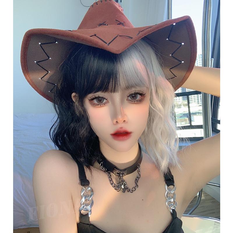 Kobine Women's Double Color Yaki Synthetic Hair Wig