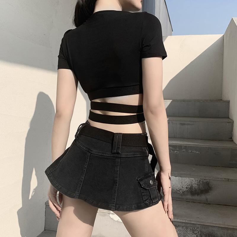 Women's Gothic Baby Girl Printed Cutout Crop Tops
