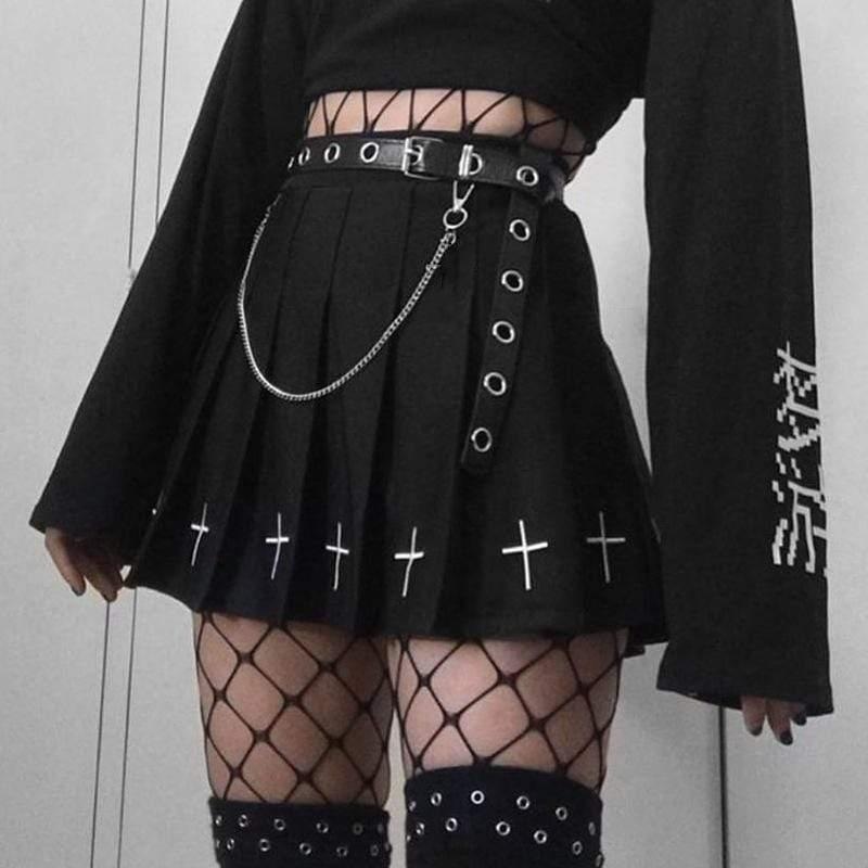Women's Gothic Crosses Pleated Skirts