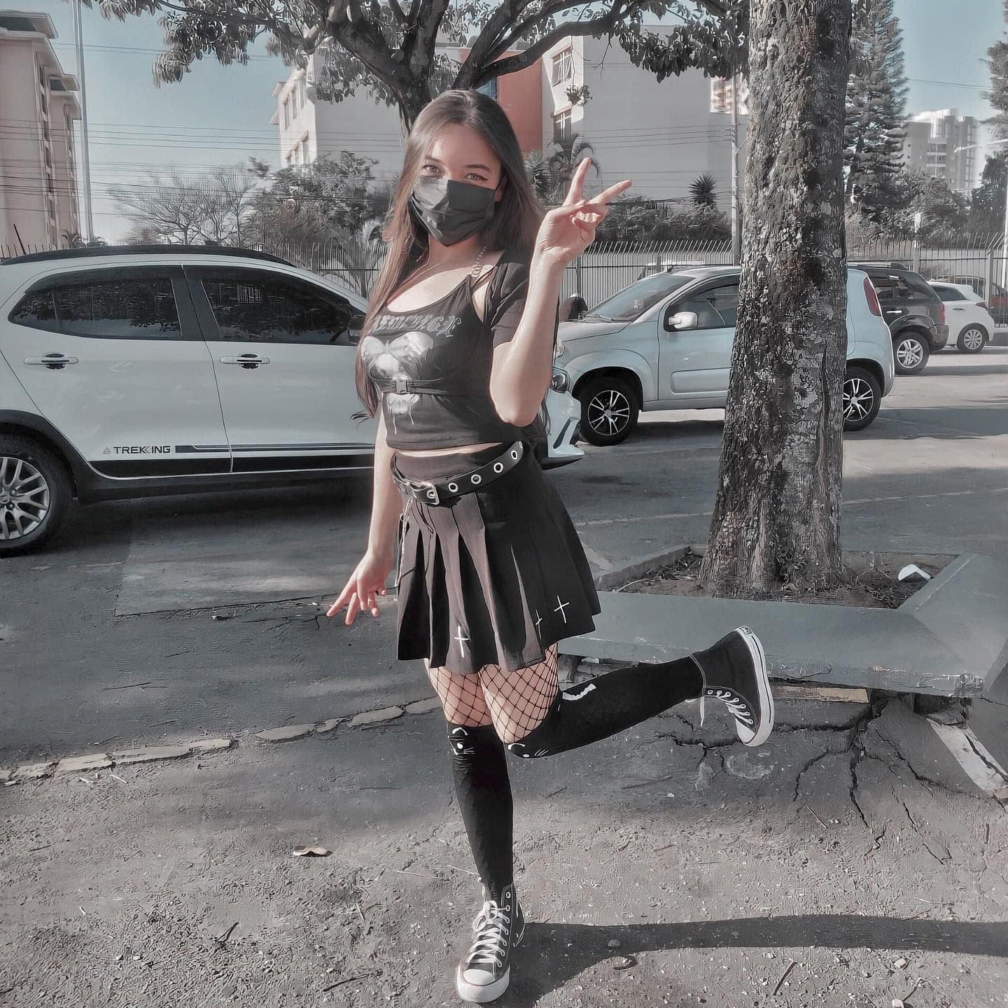 Kobine Women's Gothic Crosses Pleated Skirts