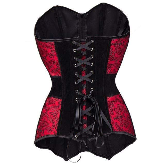 Women's Gothic Floral Printed Strappy Red Corsets