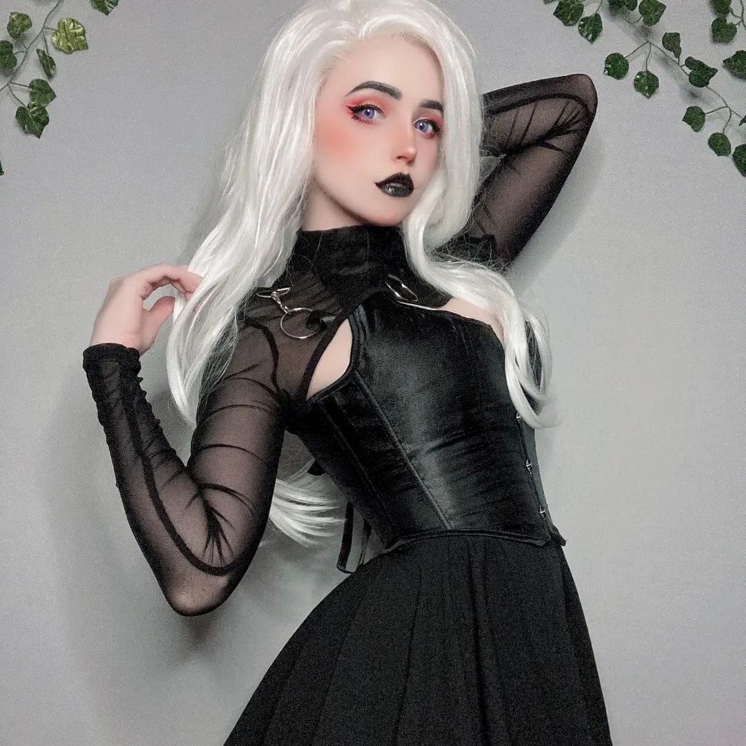 Kobine Women's Gothic High-collar Mesh Capes