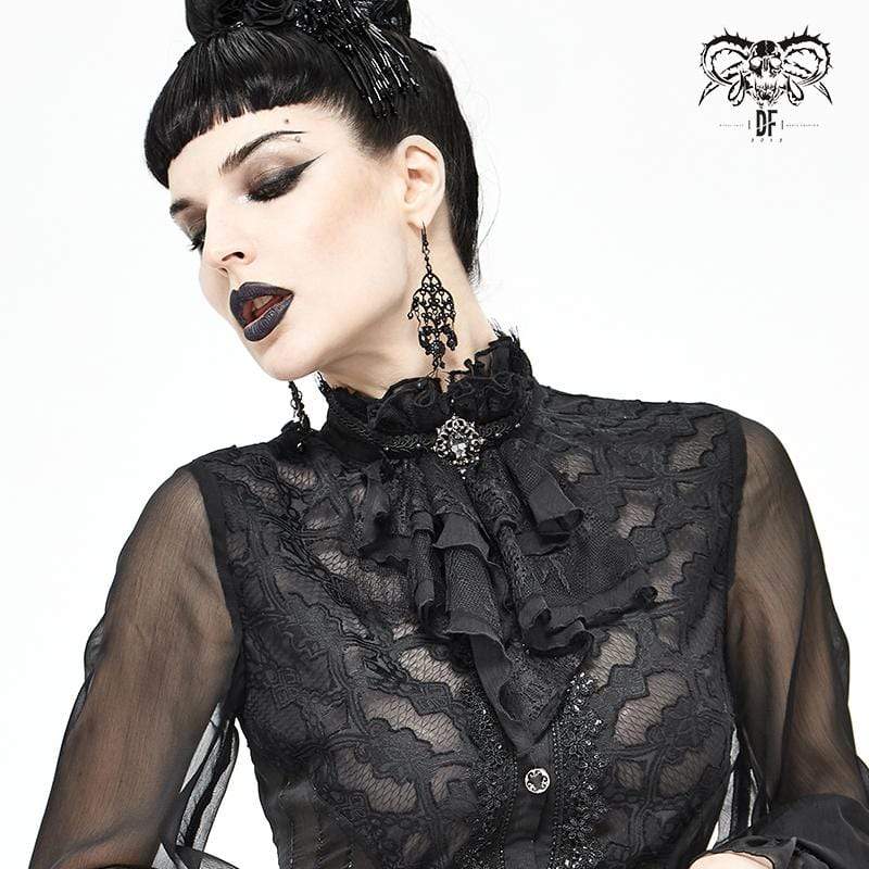 Women's Gothic Lace Multilayer Black Neckwear