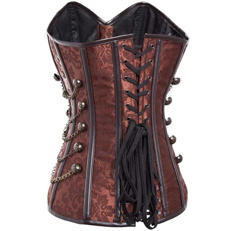 Kobine Women's Gothic Multi-Chain Floral Overbust Corsets