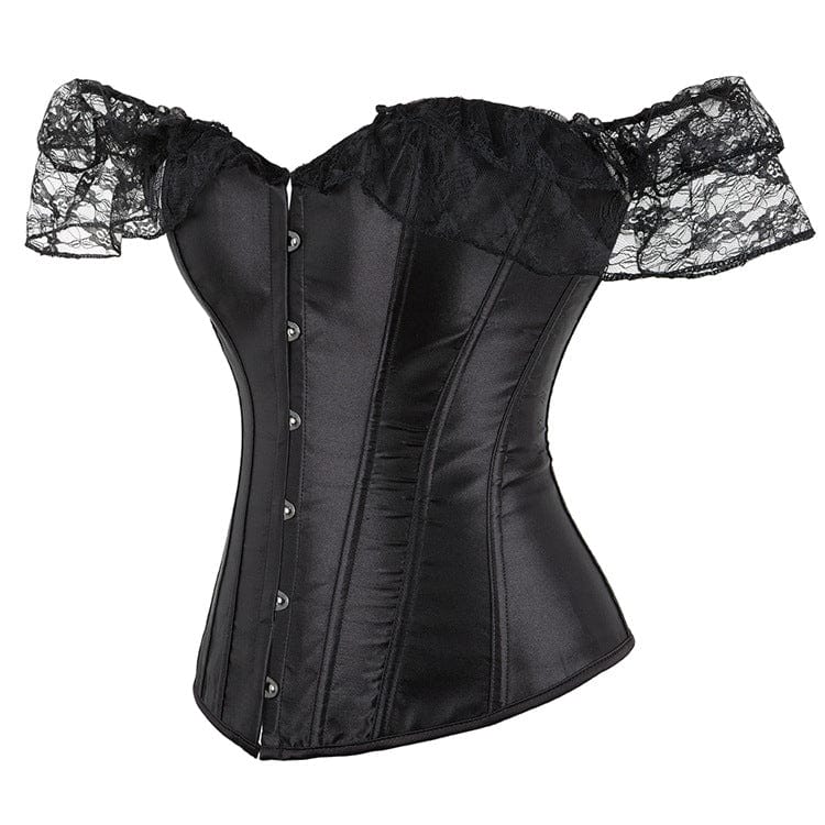 Kobine Women's Gothic Off Shoulder Lace Splice Overbust Corset