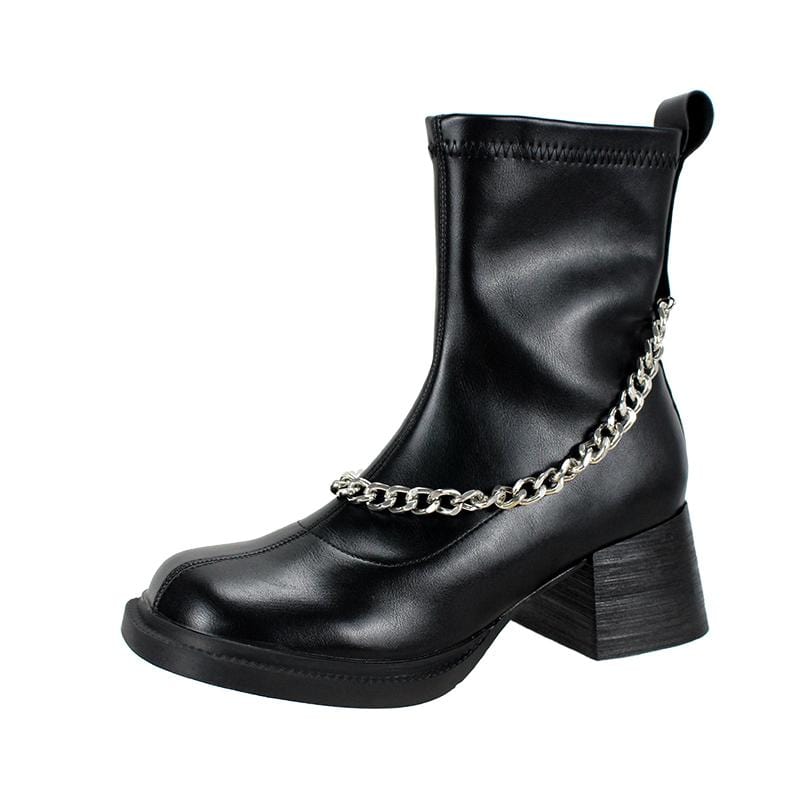 Kobine Women's Gothic Punk Chain Wedge Chelsea Boots