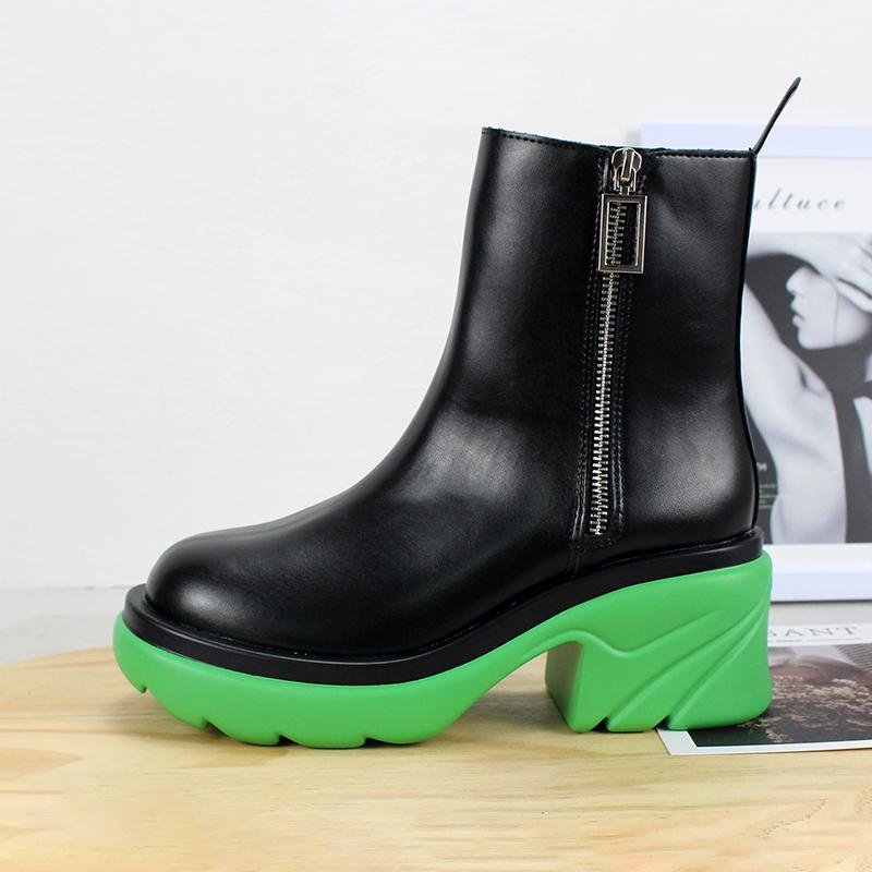 Women's Gothic Punk Double Color Zipper Chelsea Boots