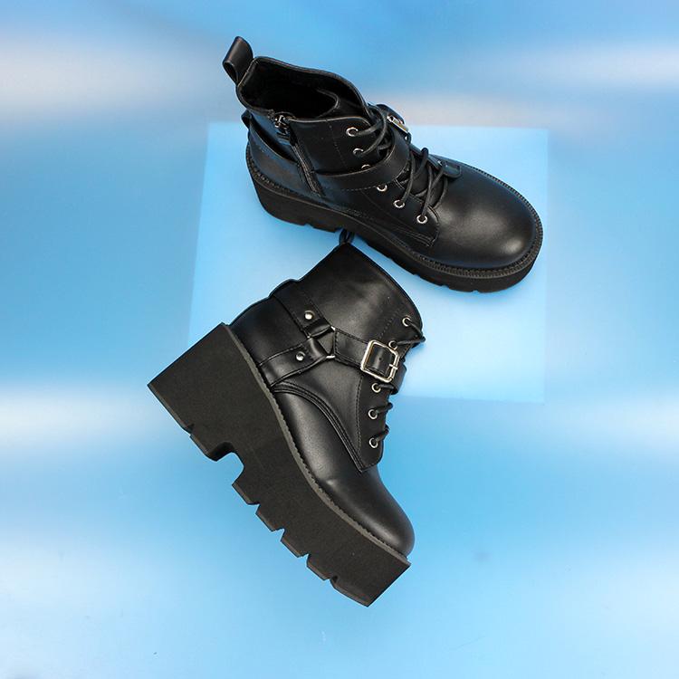 Kobine Women's Gothic Punk Zipper Buckle Platform Boots