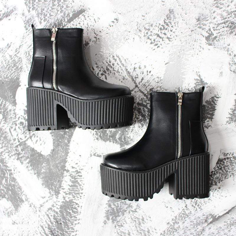 Kobine Women's Gothic Punk Zipper Platform Boots