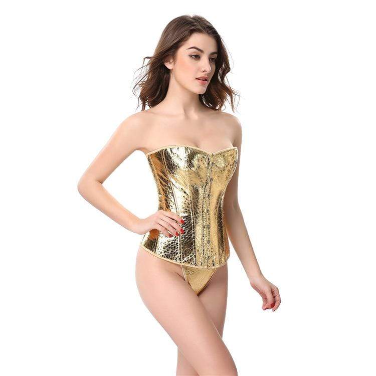 Women's Gothic Pure Color Overbust Corsets Golden