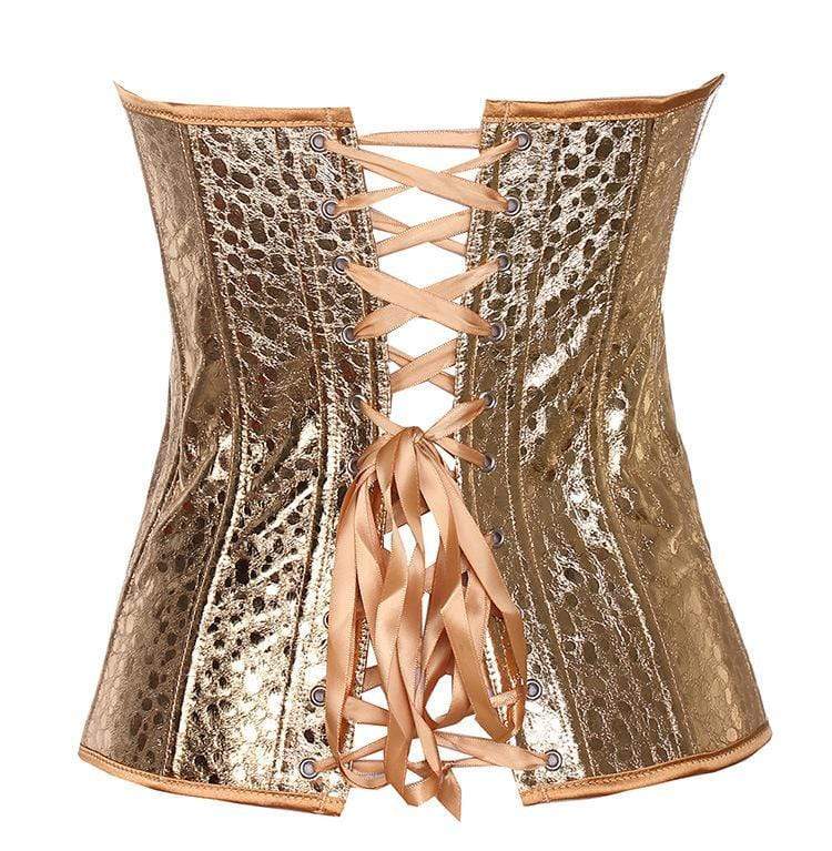 Women's Gothic Pure Color Overbust Corsets Golden