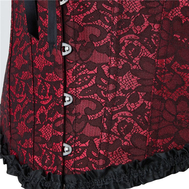 Kobine Women's Gothic Ruffled Floral Lace Overbust Corset