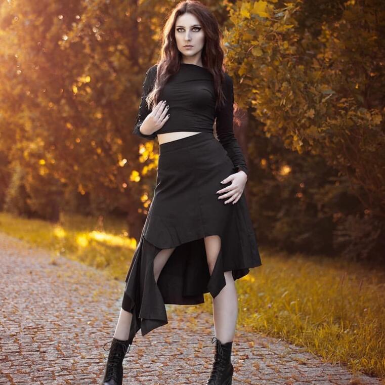 Women's Gothic Solid Asymmetric Hem Skirts