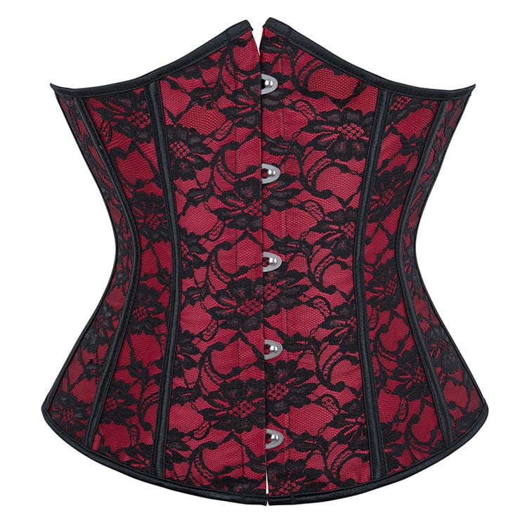 Kobine Women's Gothic Strappy Floral Lace Underbust Corset