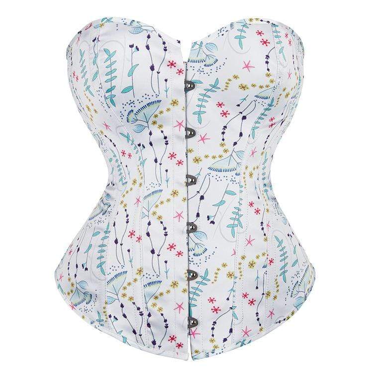 Kobine Women's Gothic Strappy Floral Printed Overbust Corset