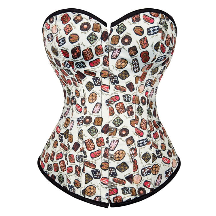 Kobine Women's Gothic Vintage Graffiti Printed Overbust Corset