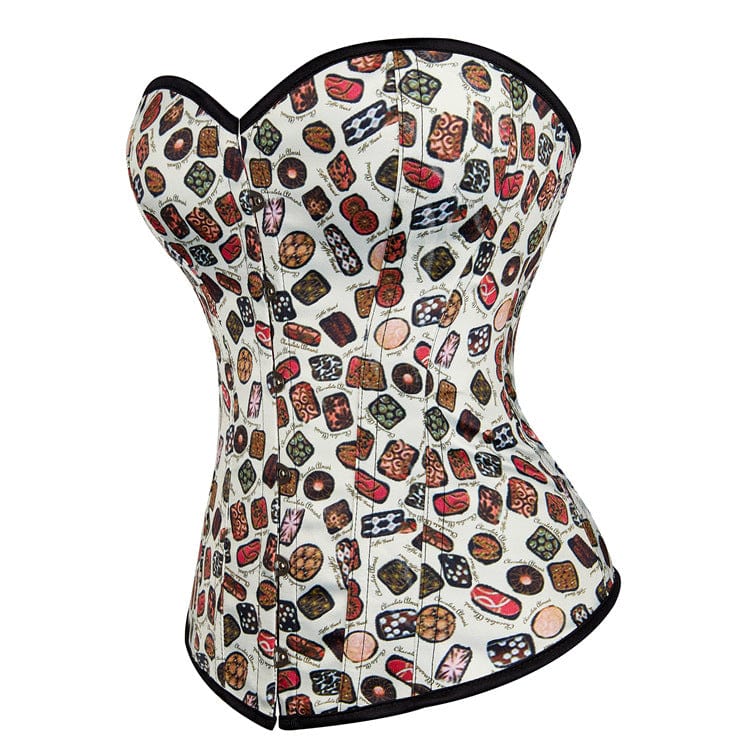 Kobine Women's Gothic Vintage Graffiti Printed Overbust Corset