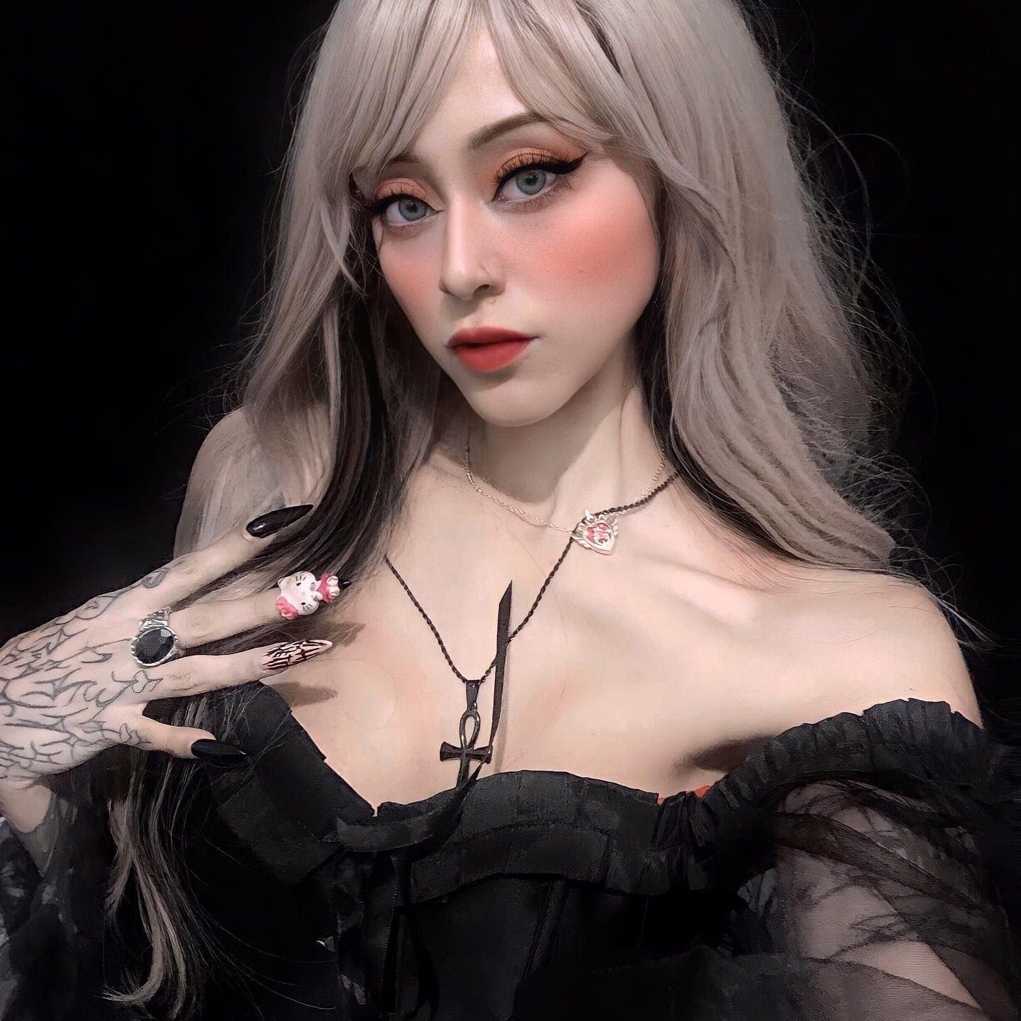 Kobine Women's Gothic Vintage Mesh Sleeved Overbust Corset