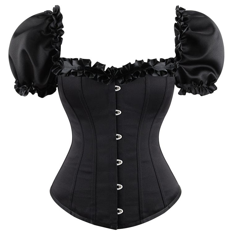 Kobine Women's Gothic Vintage Puff Sleeved Overbust Corset