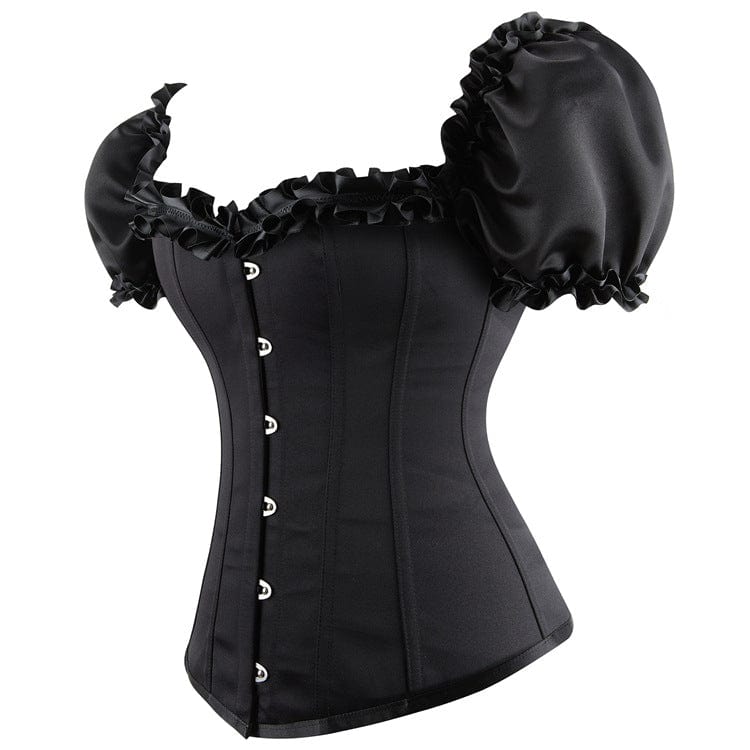 Kobine Women's Gothic Vintage Puff Sleeved Overbust Corset