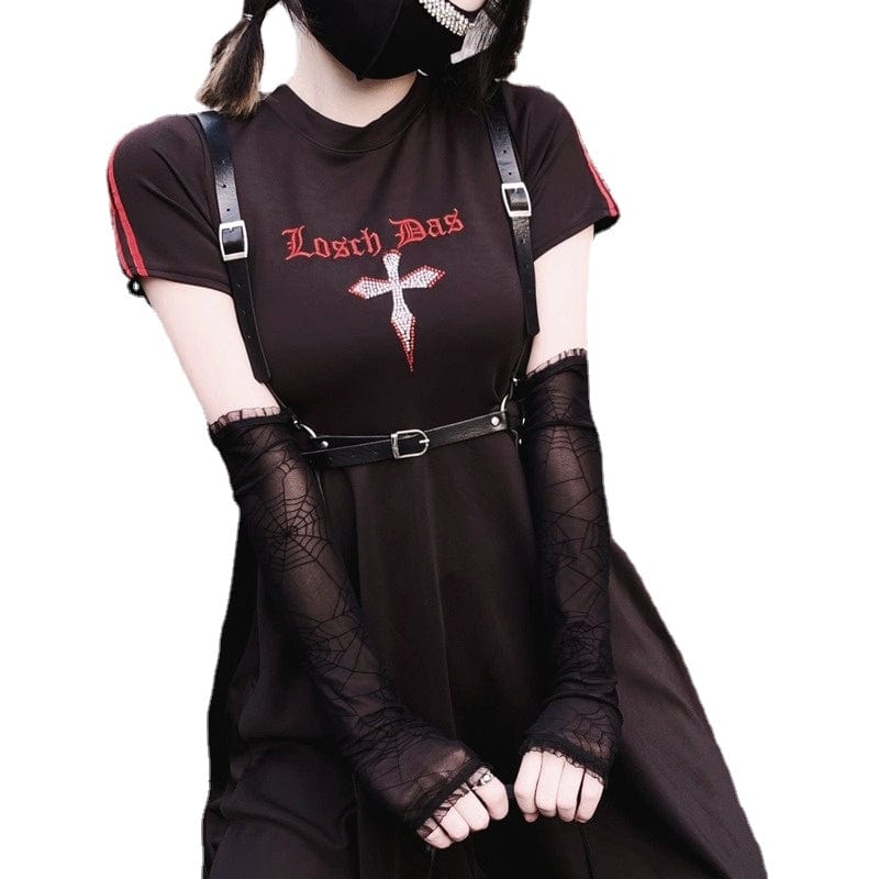 Kobine Women's Grunge Cross Printed Dress
