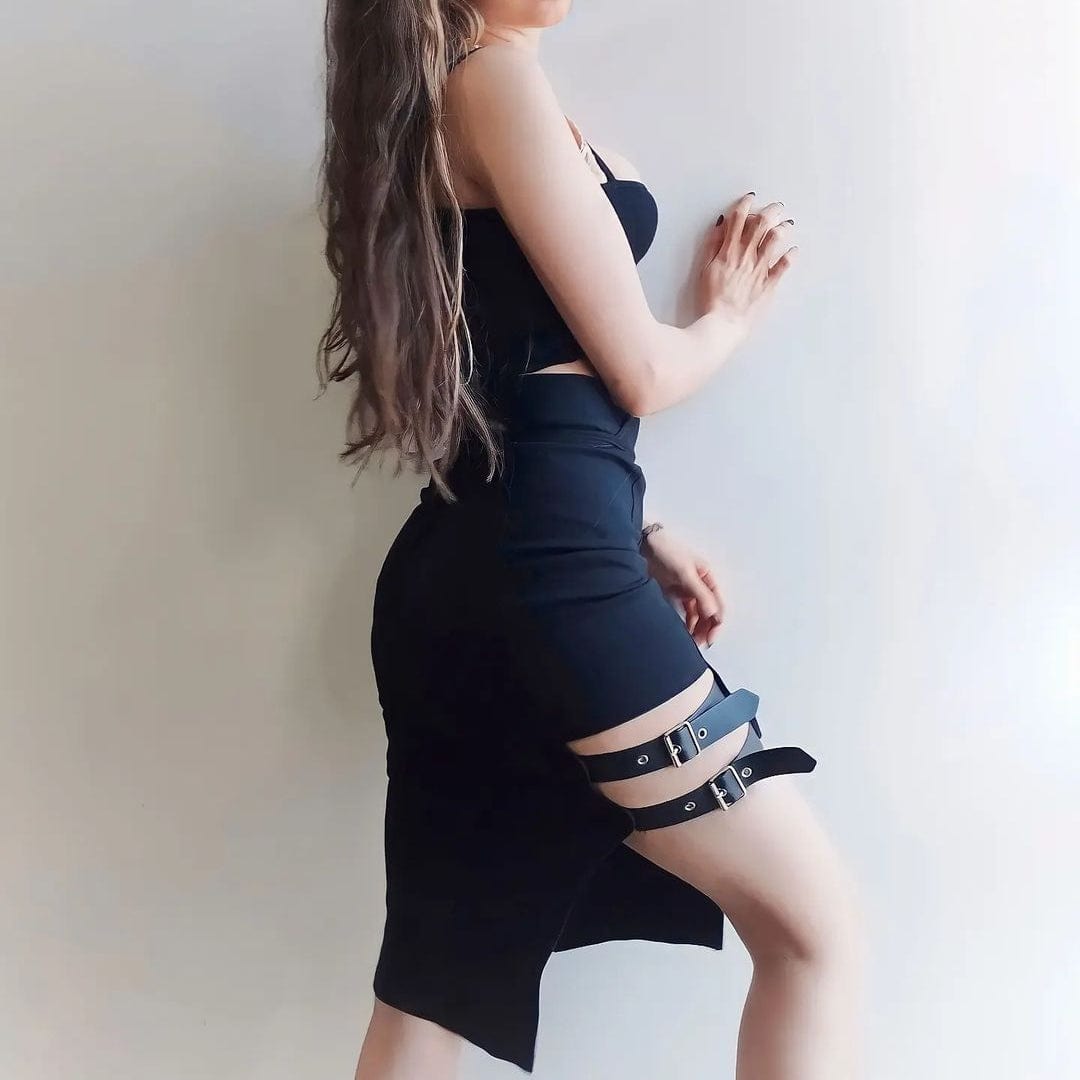 Kobine Women's Grunge Cutout Irregular Black Maxi Skirts