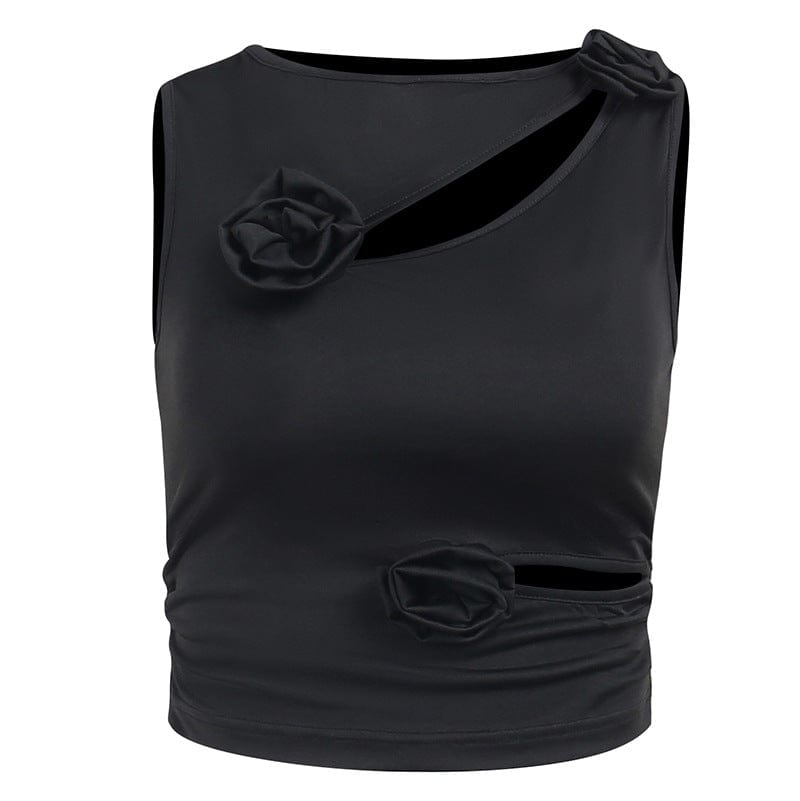 Kobine Women's Grunge Cutout Rose Vest