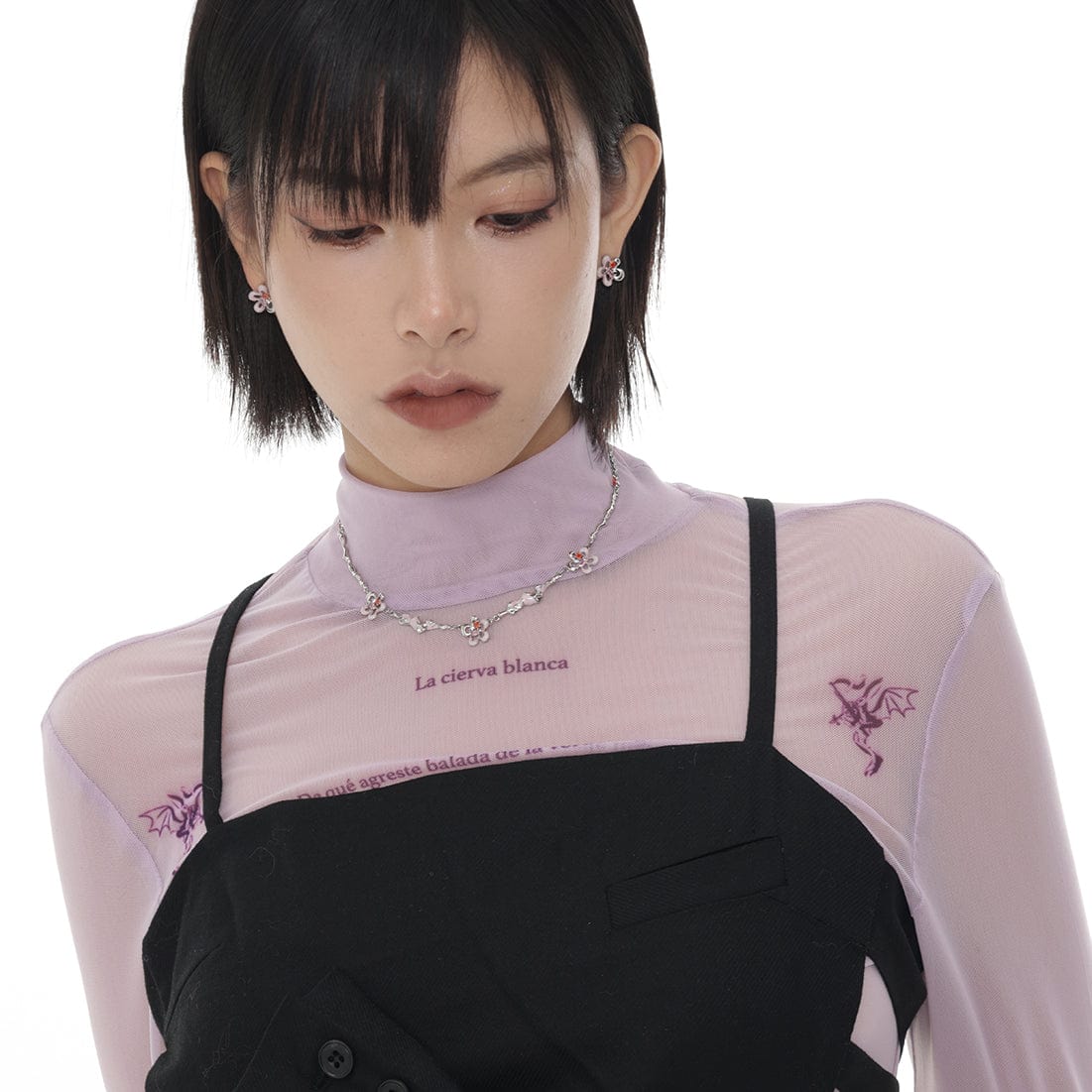 Kobine Women's Grunge Double Color Floral Earrings